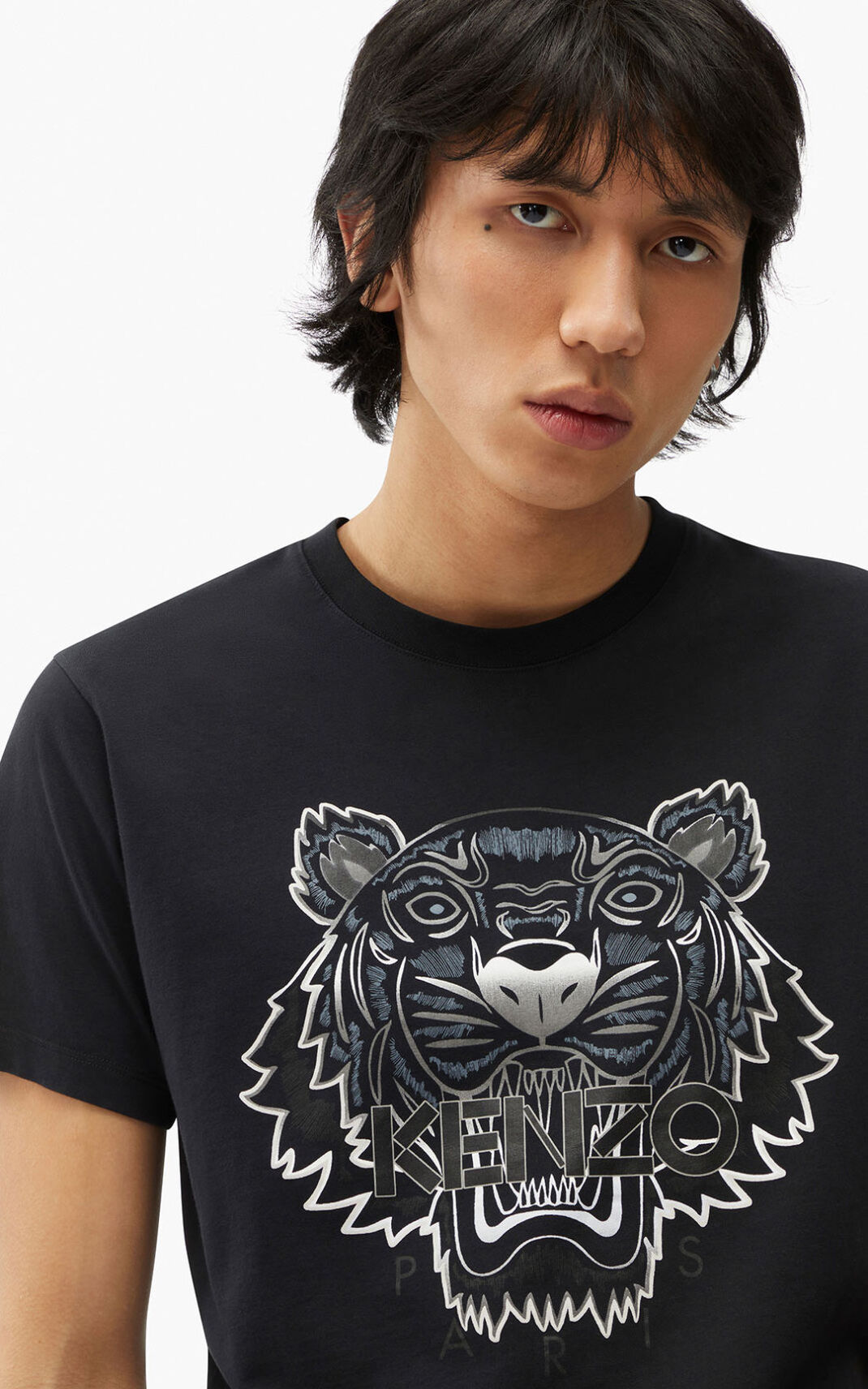 T Shirt Kenzo Gradient Tiger Homme Noir | KZUD-65329